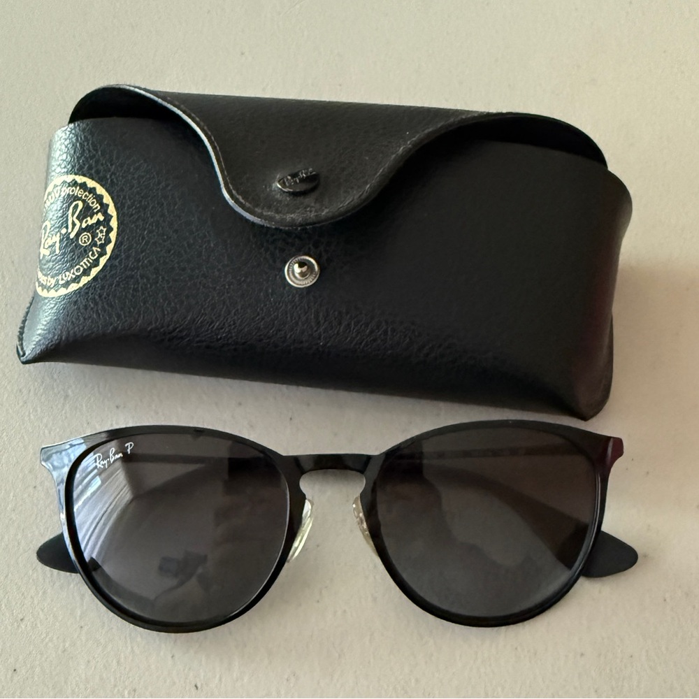 Authentic Ray-Ban Erika Black Sunglasses with Leather Case